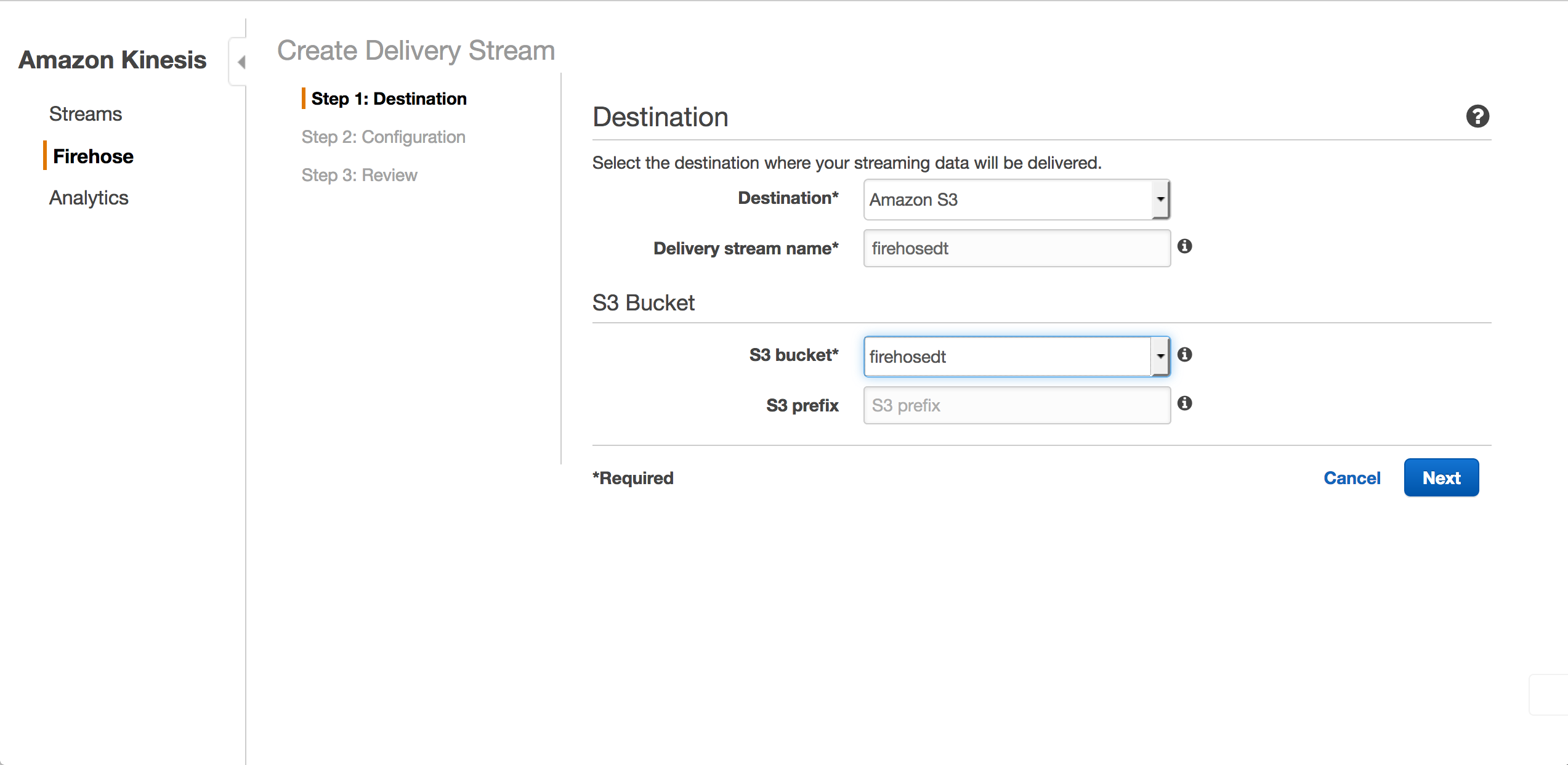 screenshot of Amazon Kinesis